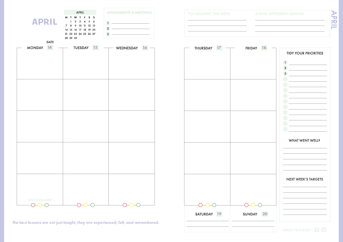 Emerald Blossom - Student Teacher Planner