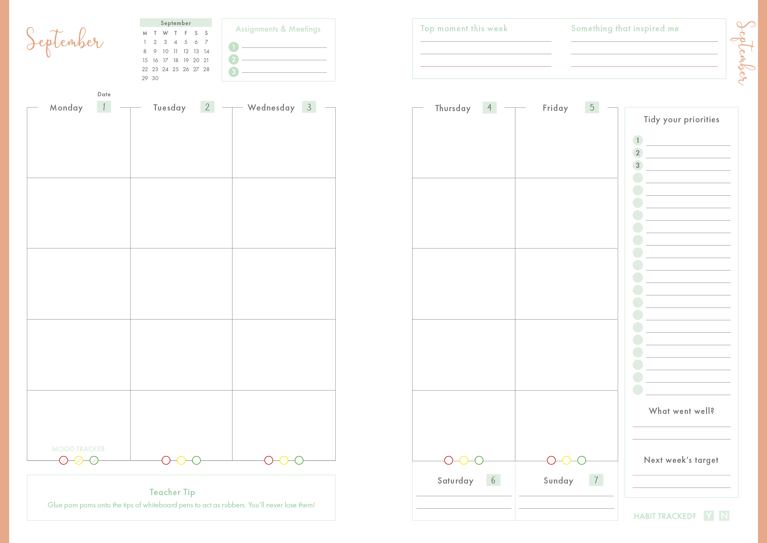 Emerald Blossom - Book Student Teacher Planner