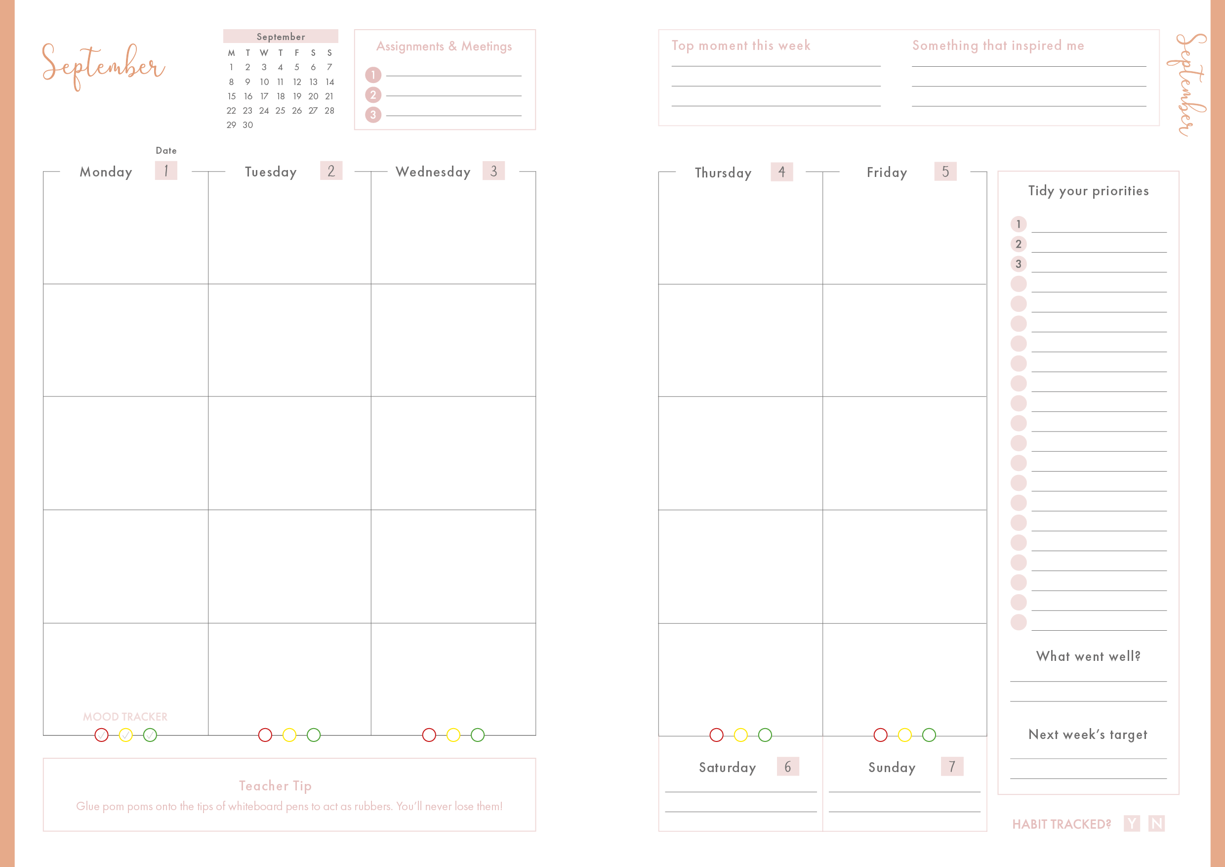 Sakura - Spiral Student Teacher Planner