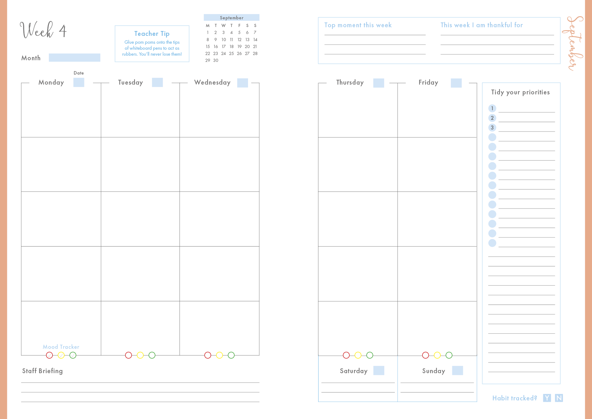 Blue Summit Spiral Teacher Planner Tidy Think